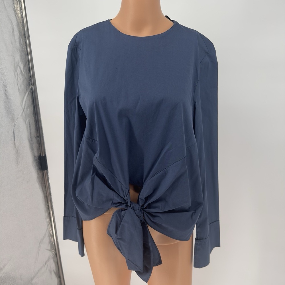 ZARA Woman Blue‎ Long Sleeve Tie Front Blouse Size S